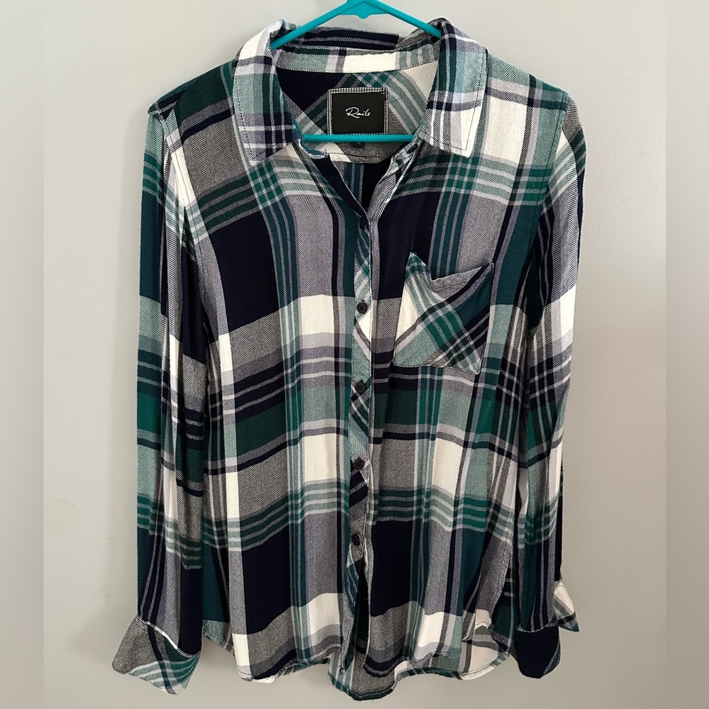 RAILS “Hunter” teal plaid button down